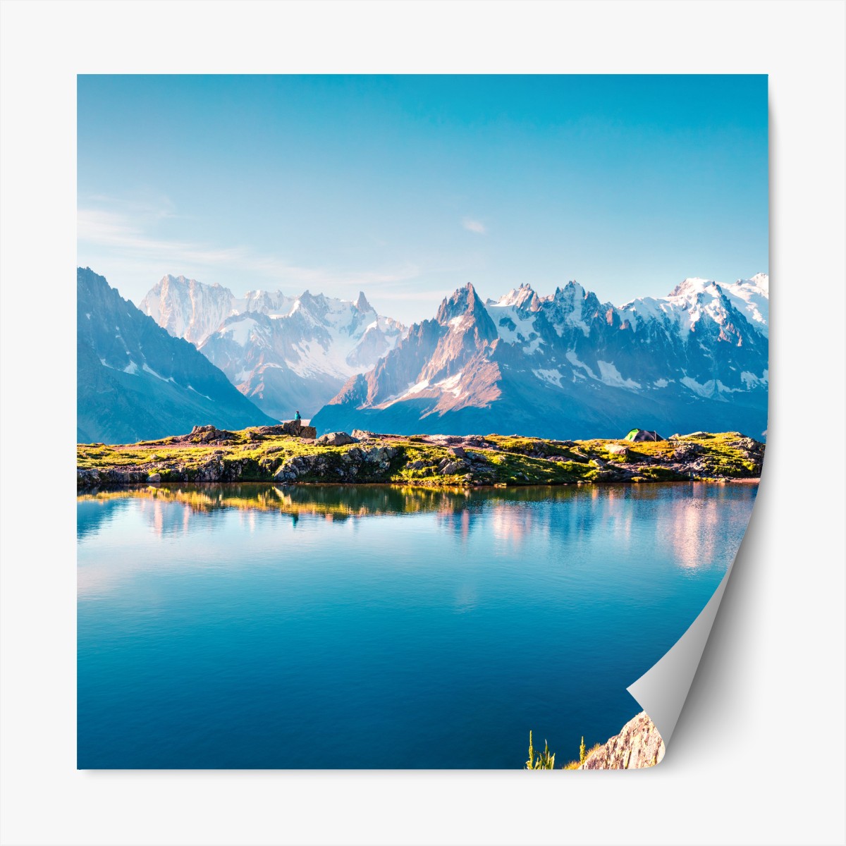 Repositionierbarer Aufkleber Lac Blanc mit Blick auf Mont Blanc – Wallnifity®
