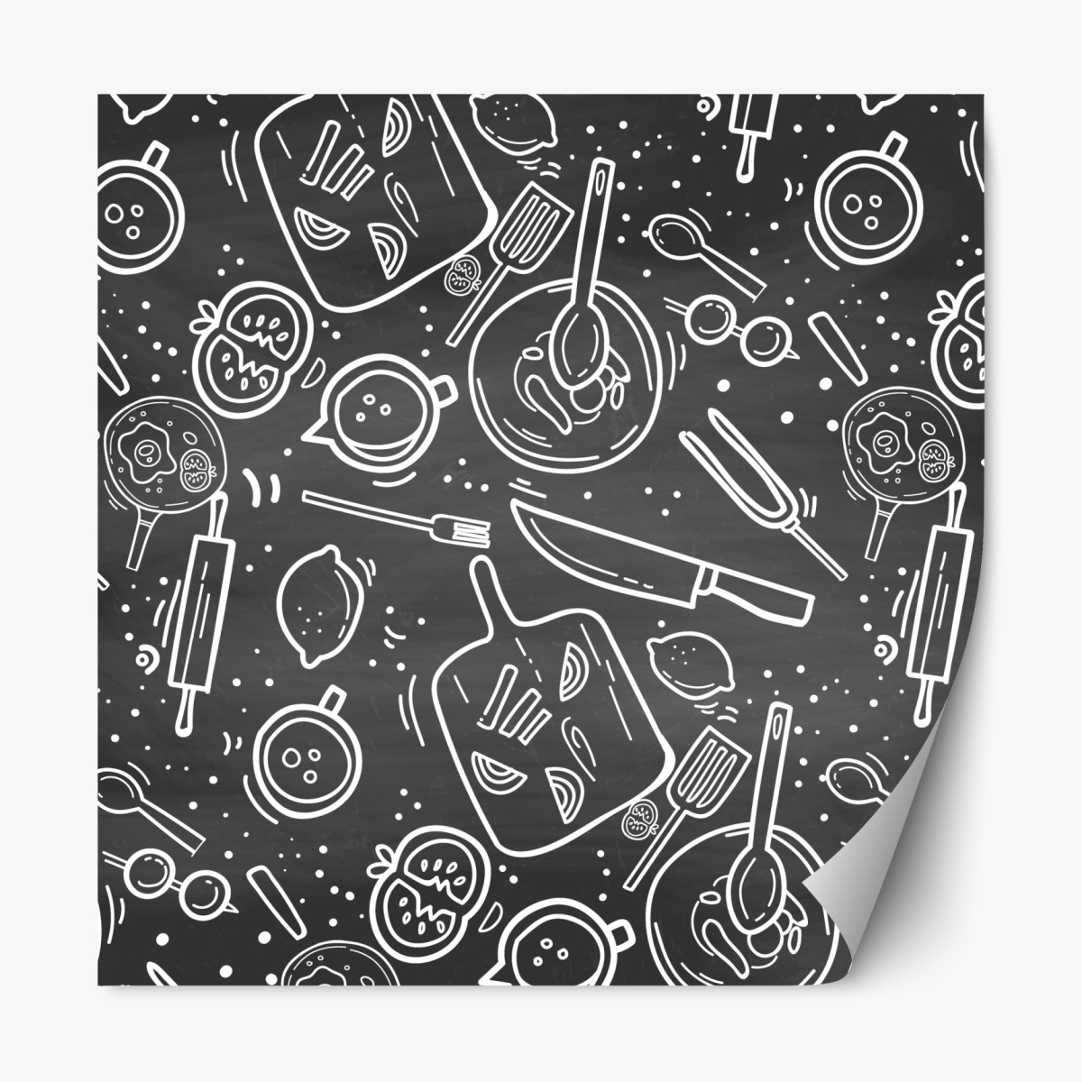Repositionierbarer Aufkleber küchen tafel-doodle-muster – Wallnifity®