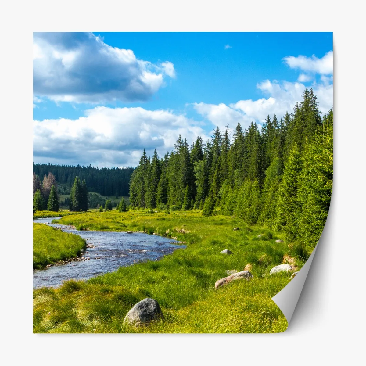 Repositionierbarer Aufkleber ruhige flusslandschaft – Wallnifity®