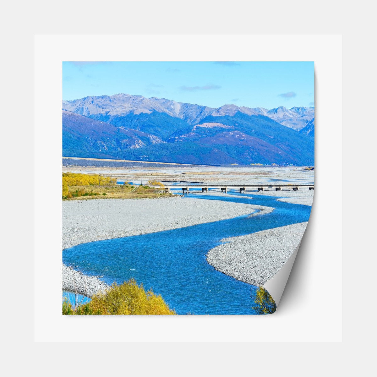 Repositionierbarer Aufkleber herbstliche flussbiegung im Arthur's Pass National Park, South Island, New Zealand – Wallnifity®