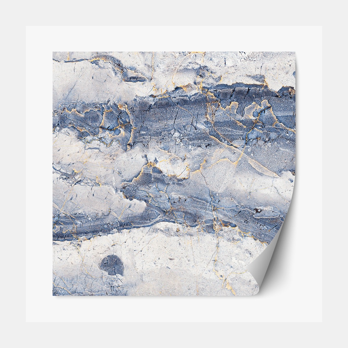 Repositionierbarer Aufkleber blauer marmor mit goldenen adern – Wallnifity®
