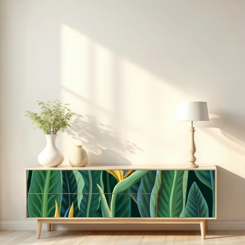 Repositionierbarer Aufkleber farbenfrohe strelitzie aquarell botanisches bild – Wallnifity®