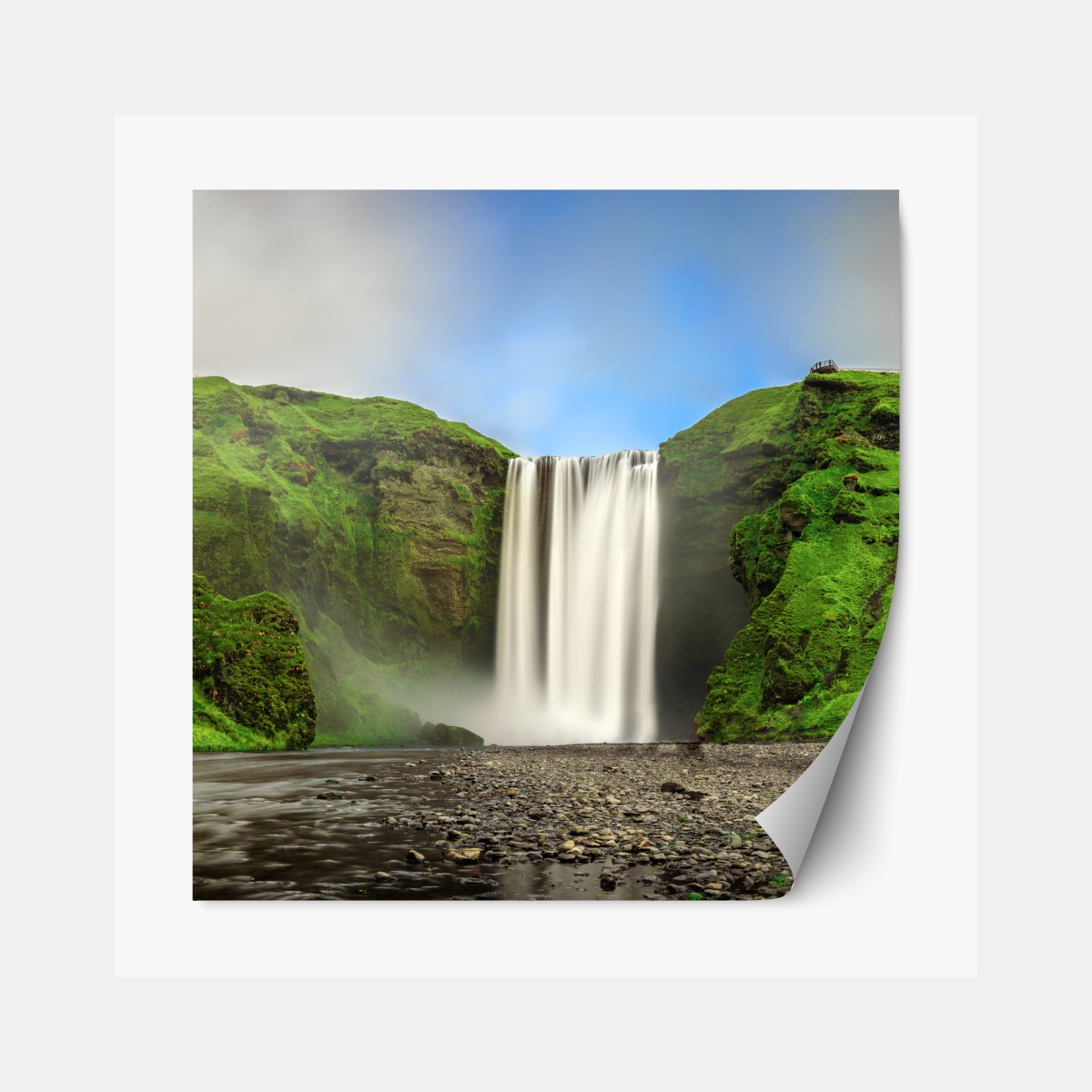 Repositionierbarer Aufkleber panorama des wasserfalls Skogafoss – Wallnifity®