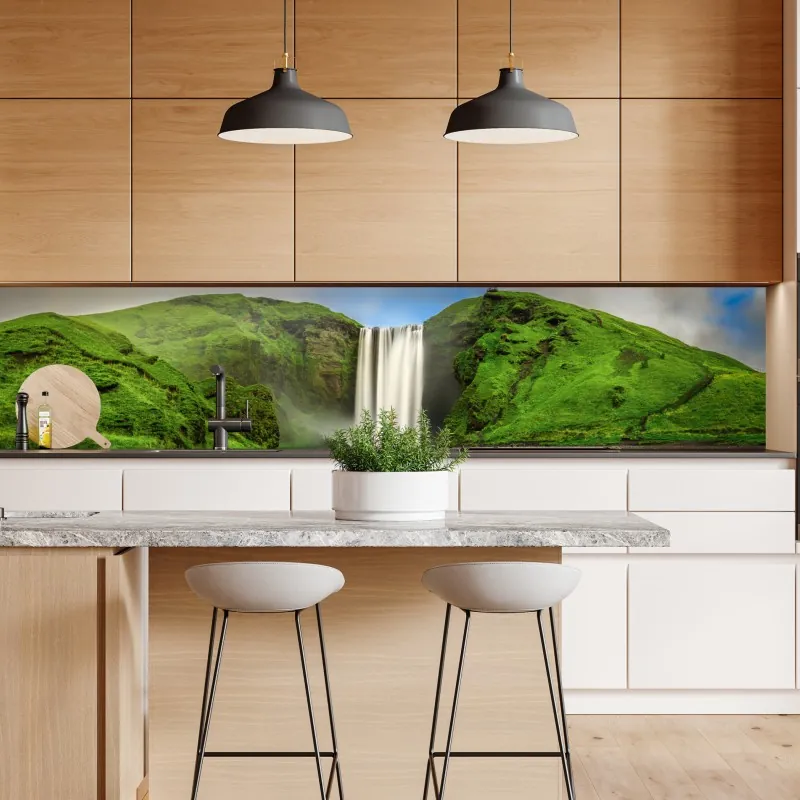 Repositionierbarer Aufkleber herbstlicher bergsee mit vögeln – Wallnifity®