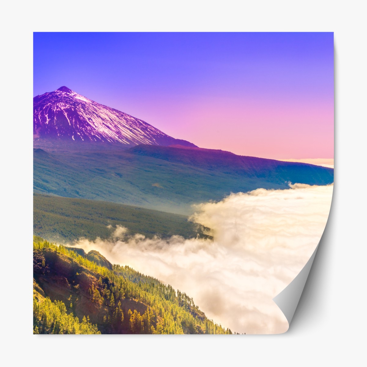 Repositionierbarer Aufkleber vulkanischer gipfel Teide über einem meer aus wolken – Wallnifity®