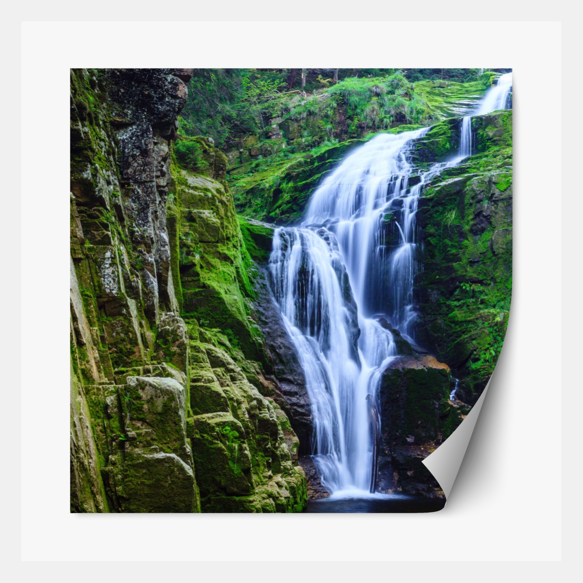 Repositionierbarer Aufkleber wasserfall Kamienczyk im Riesengebirge – Wallnifity®