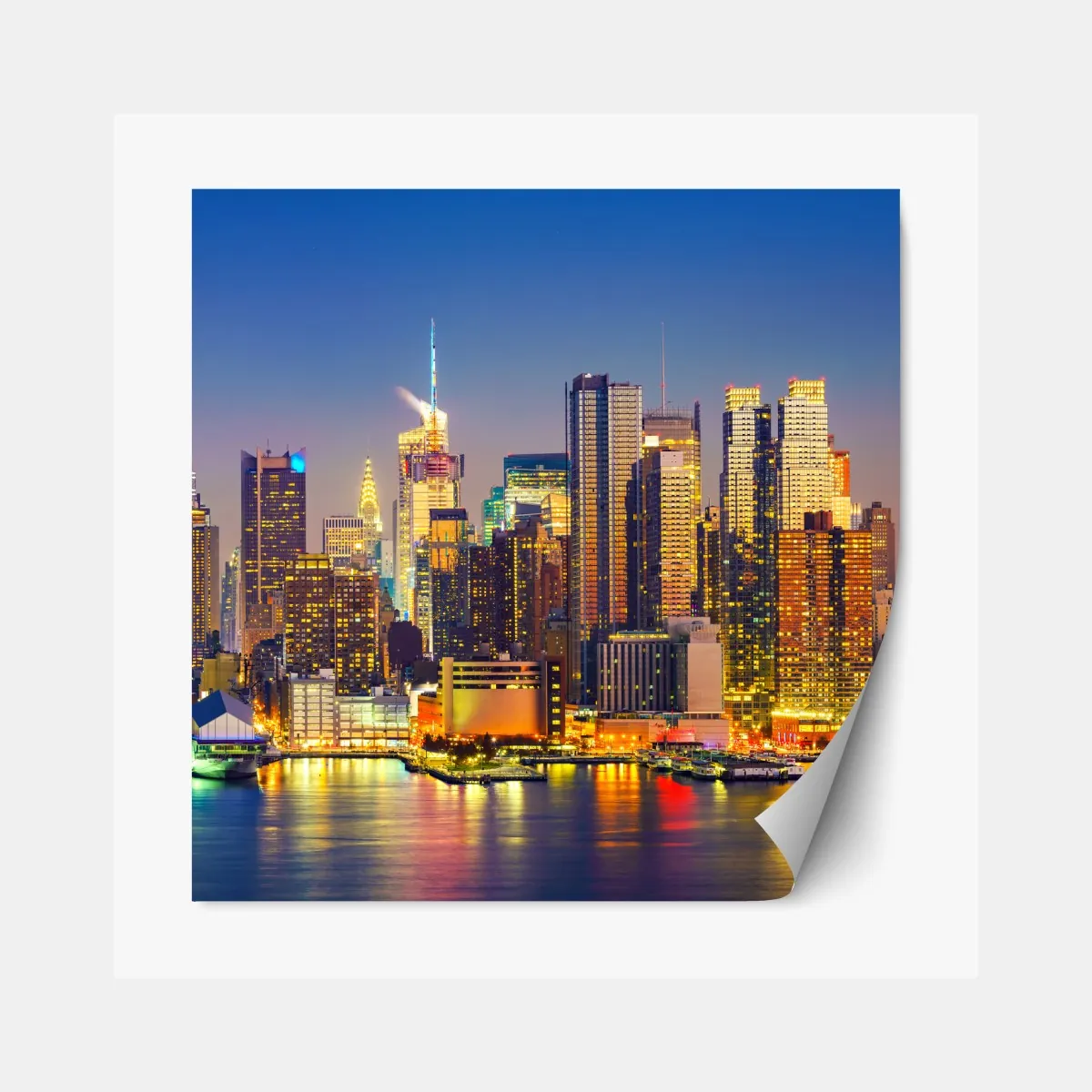 Repositionierbarer Aufkleber Manhattan skyline bei dämmerung – Wallnifity®
