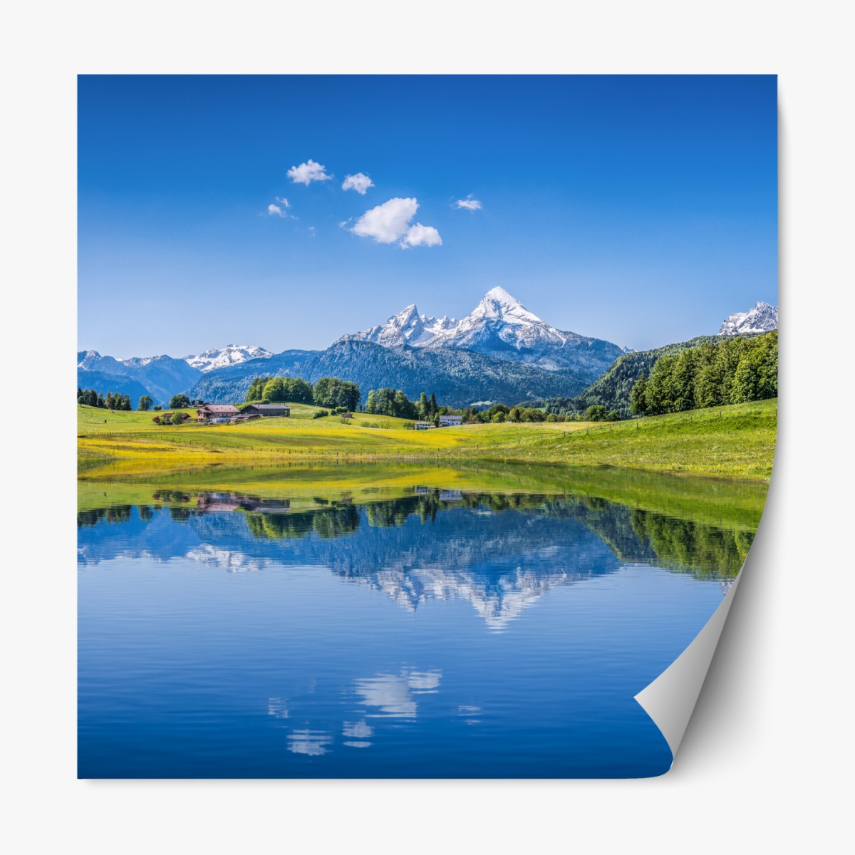 Repositionierbarer Aufkleber alpine spiegelung: ruhige berglandschaft – Wallnifity®