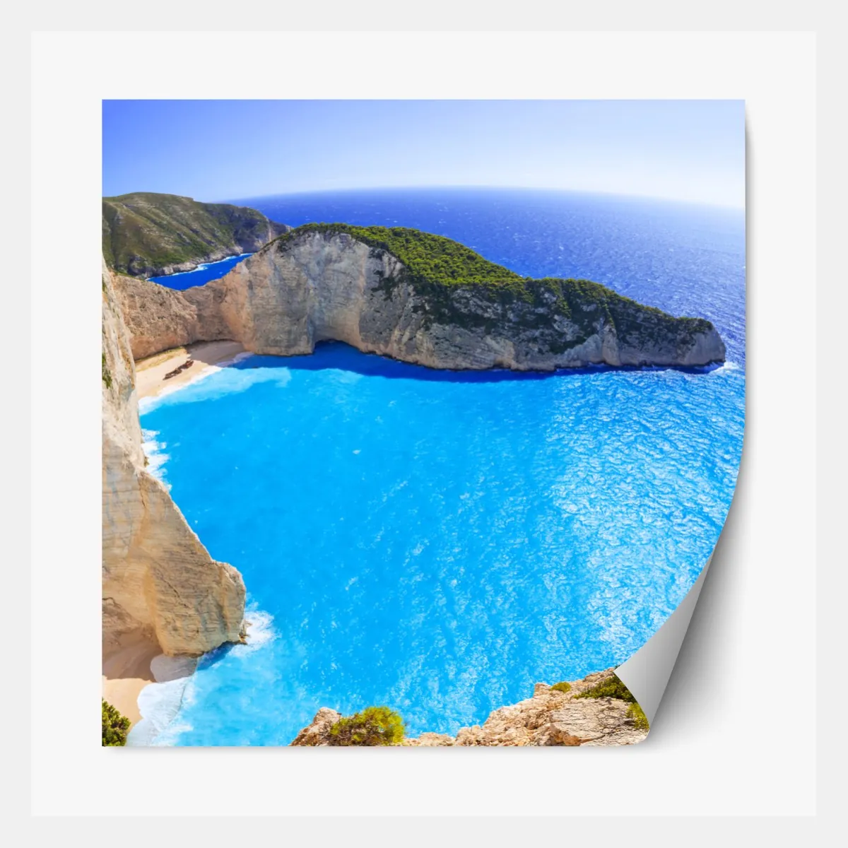 Repositionierbarer Aufkleber türkisblauer klippenstrand panorama – Wallnifity®