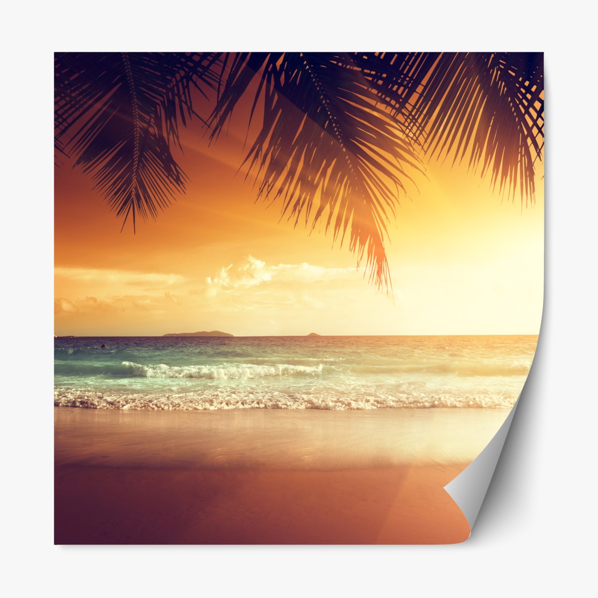 Repositionierbarer Aufkleber strand bei sonnenuntergang in der Karibik – Wallnifity®