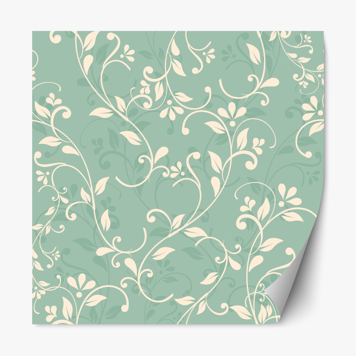 Repositionierbarer Aufkleber minzfarbiges blumenmuster im vintage-stil – Wallnifity®