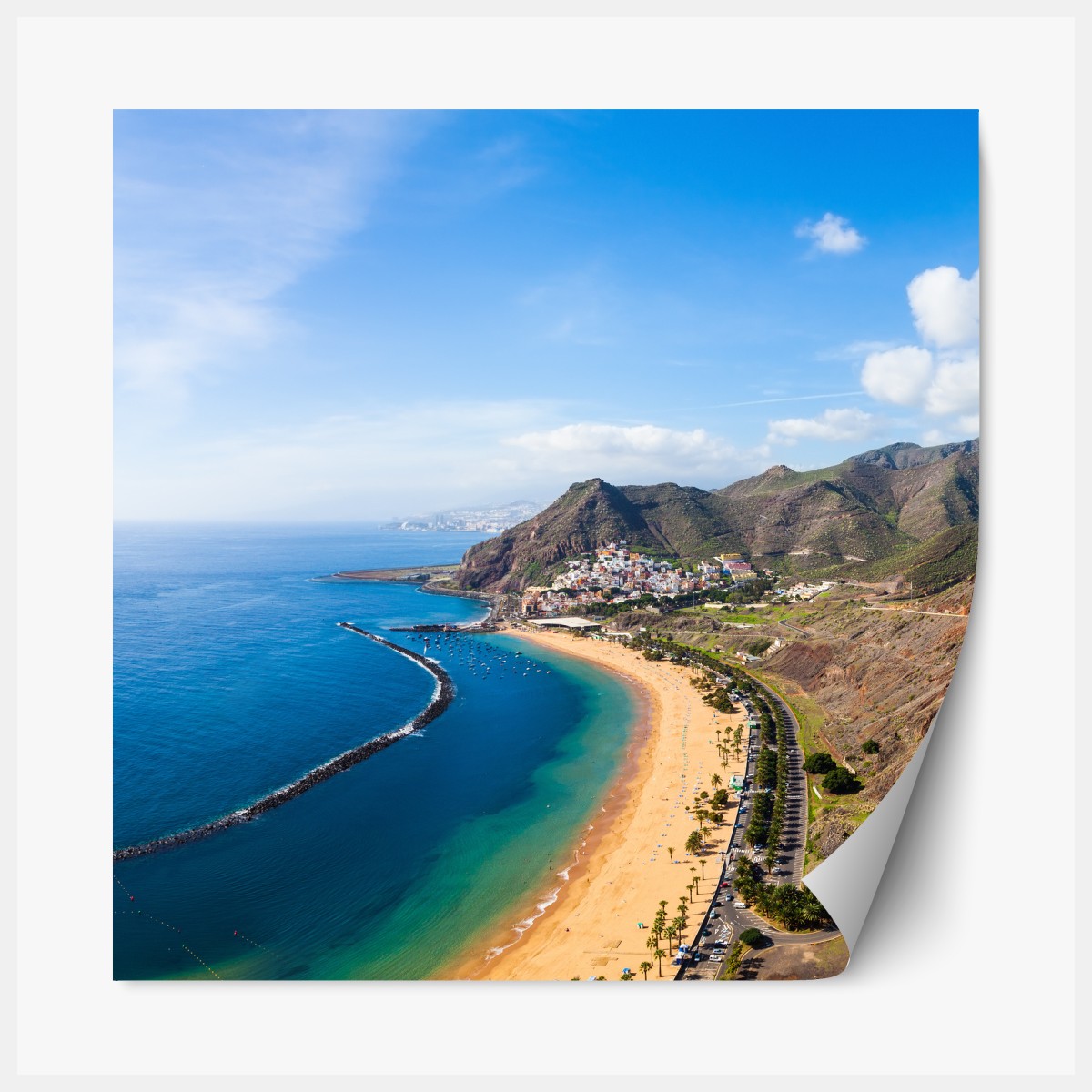 Repositionierbarer Aufkleber strand Las Teresitas, panorama Teneriffa – Wallnifity®
