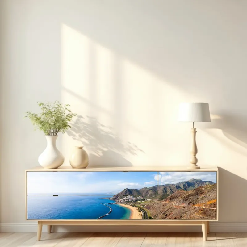 Repositionierbarer Aufkleber Dubai skyline in der goldenen stunde – Wallnifity®