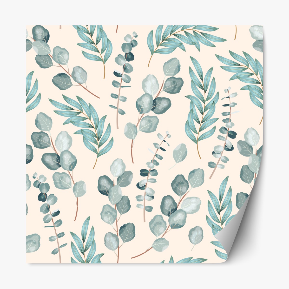 Repositionierbarer Aufkleber pastell eukalyptus blattmuster – Wallnifity®