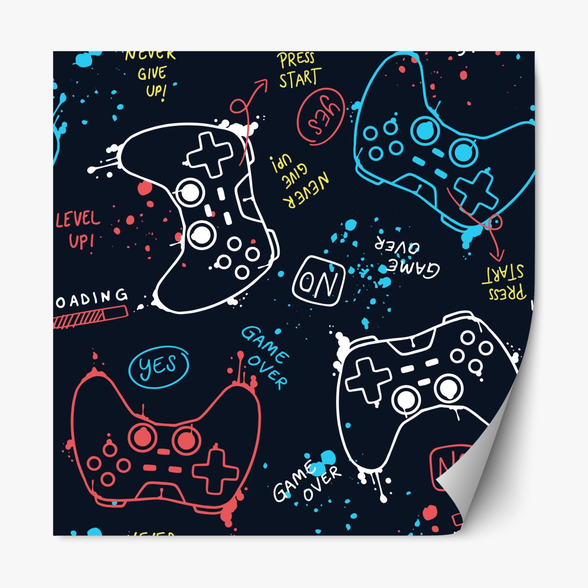 Repositionierbarer Aufkleber buntes gamepad-muster – Wallnifity®