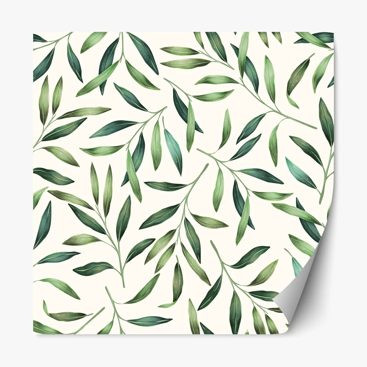 Repositionierbarer Aufkleber grünes aquarell blättermuster – Wallnifity®