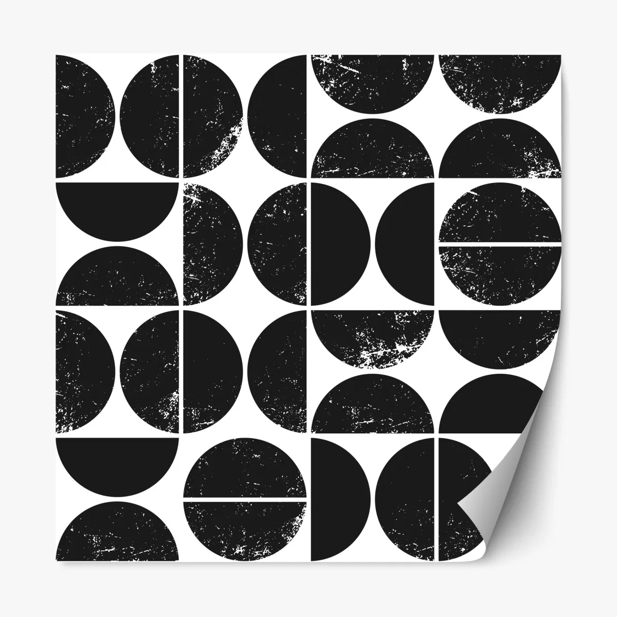 Repositionierbarer Aufkleber schwarzes geometrisches kreismuster – Wallnifity®