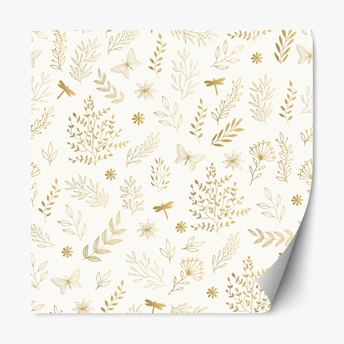 Repositionierbarer Aufkleber goldenes botanisches muster – Wallnifity®