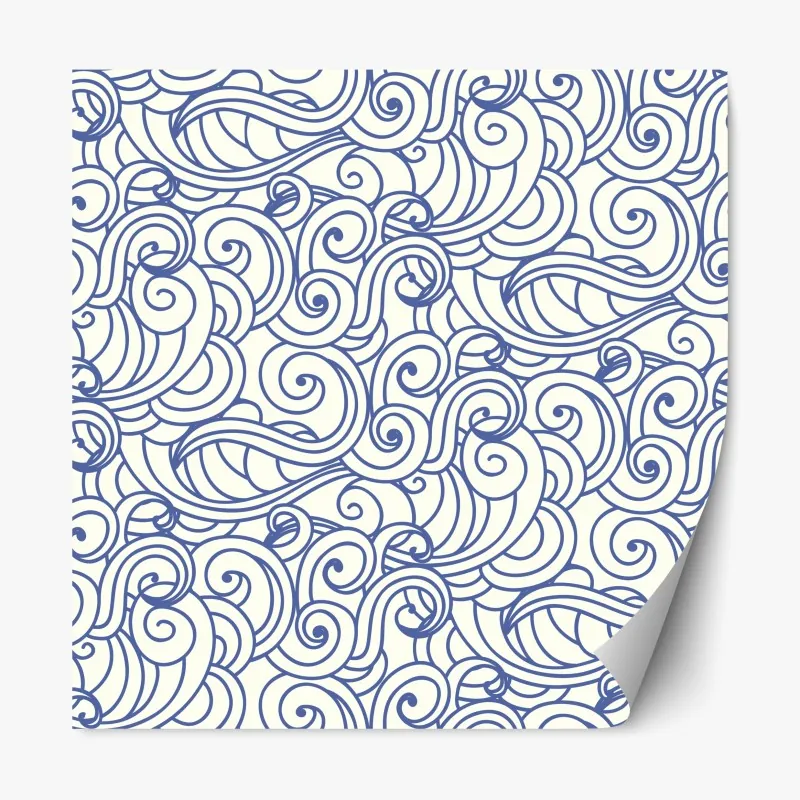 Repositionierbarer Aufkleber blaue ozeanwellen illustration – Wallnifity®