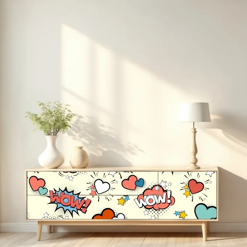 Repositionierbarer Aufkleber sonnige gasse auf der insel mit leuchtender buganvillea – Wallnifity®