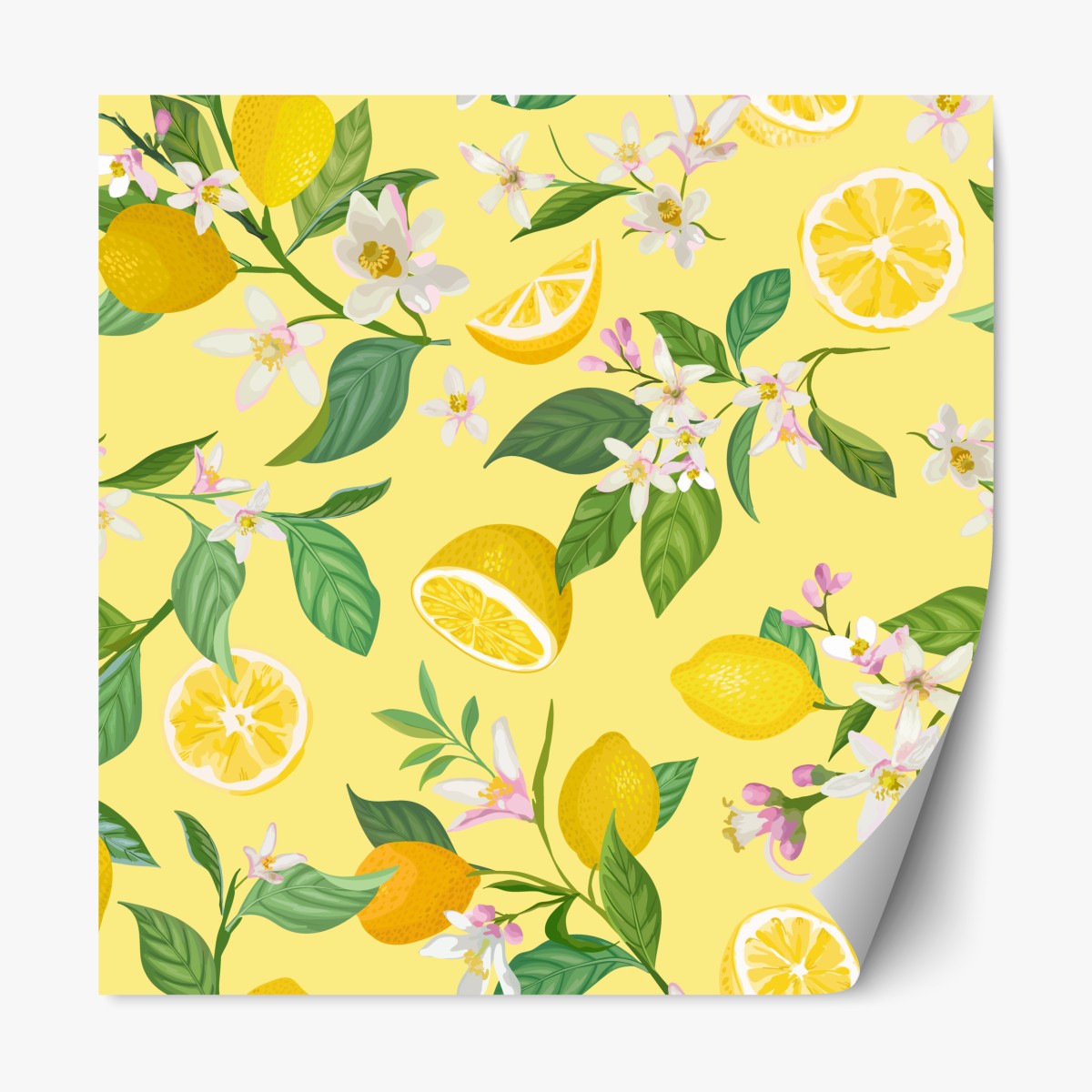 Repositionierbarer Aufkleber zitronenblüten botanisches muster – Wallnifity®