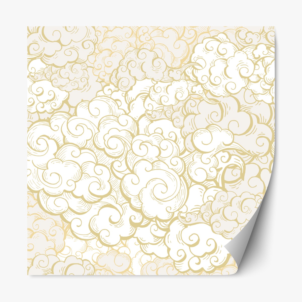 Repositionierbarer Aufkleber goldenes ornamentales wolkenmuster – Wallnifity®
