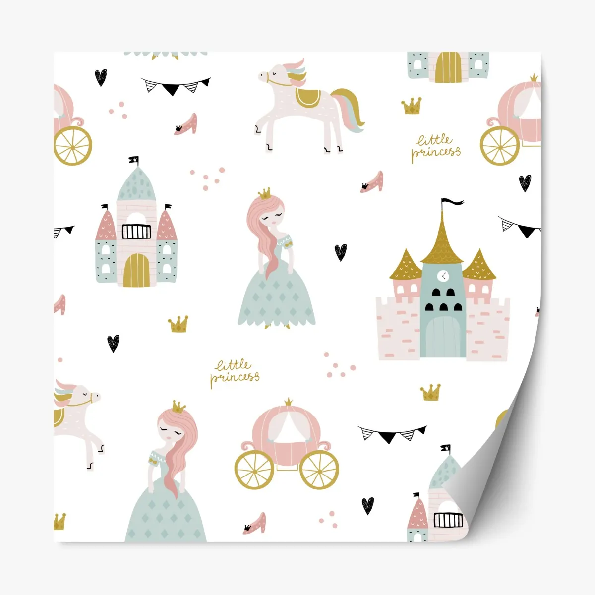 Repositionierbarer Aufkleber pastell prinzessin muster für kinderzimmer – Wallnifity®