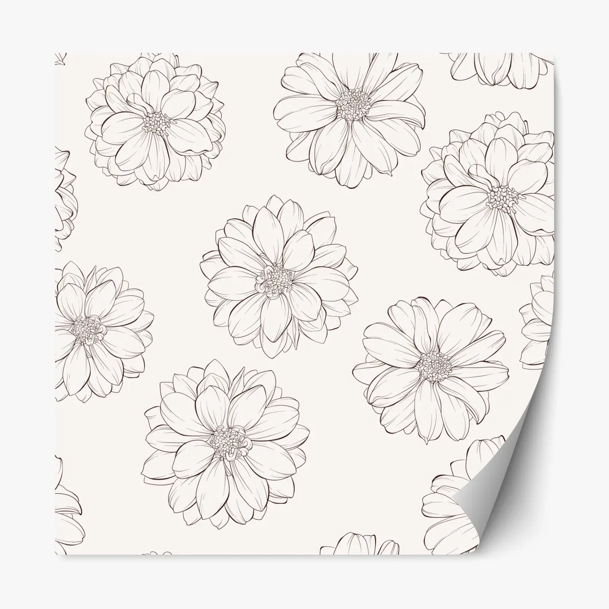 Repositionierbarer Aufkleber zartes blumenmuster in beige – Wallnifity®