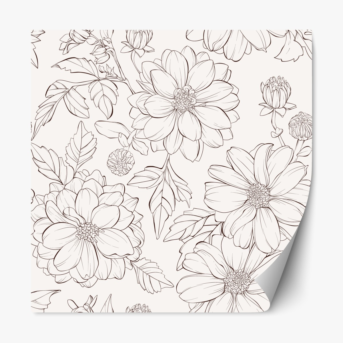 Repositionierbarer Aufkleber zartes botanisches blumenmuster – Wallnifity®