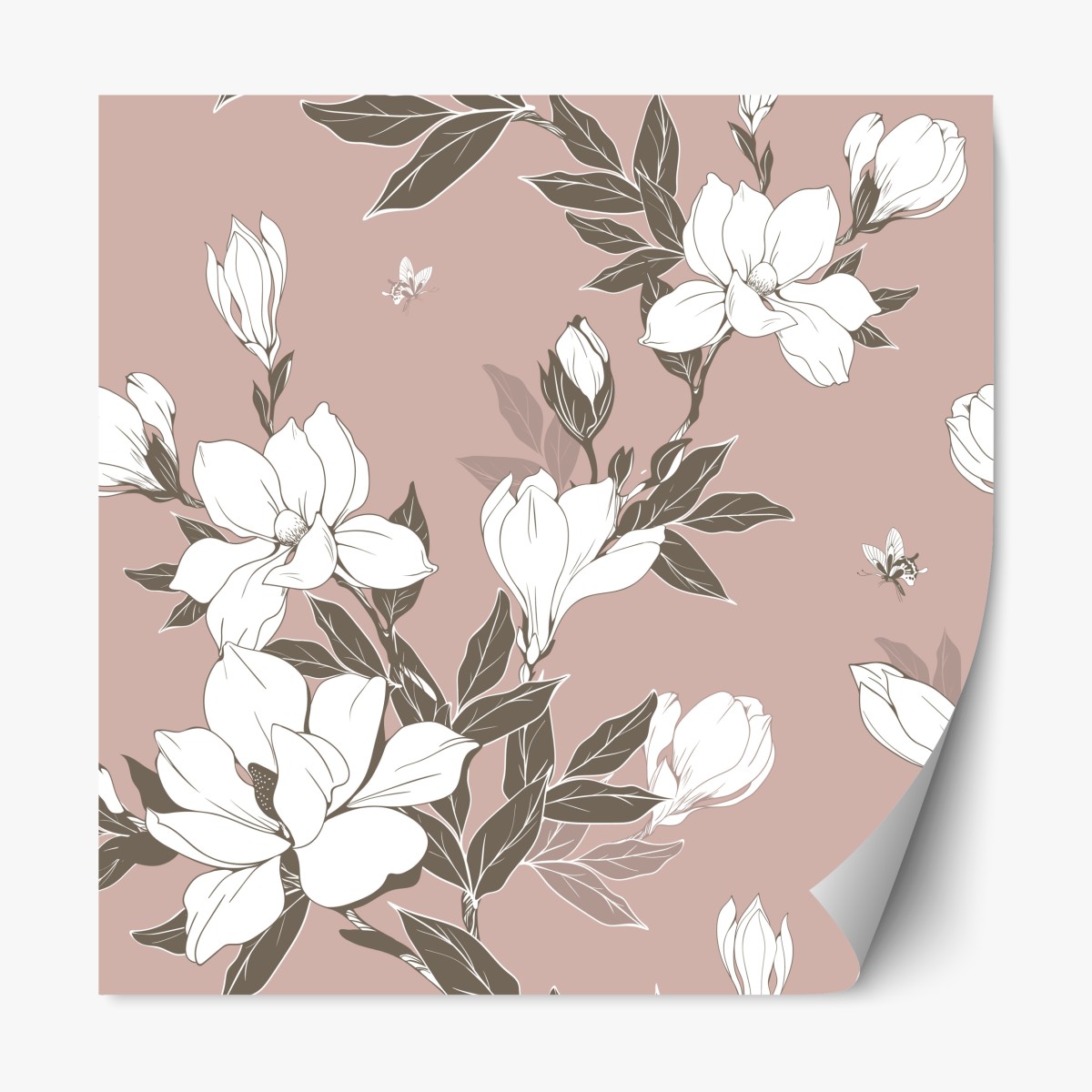 Repositionierbarer Aufkleber zartes magnolienmuster – Wallnifity®