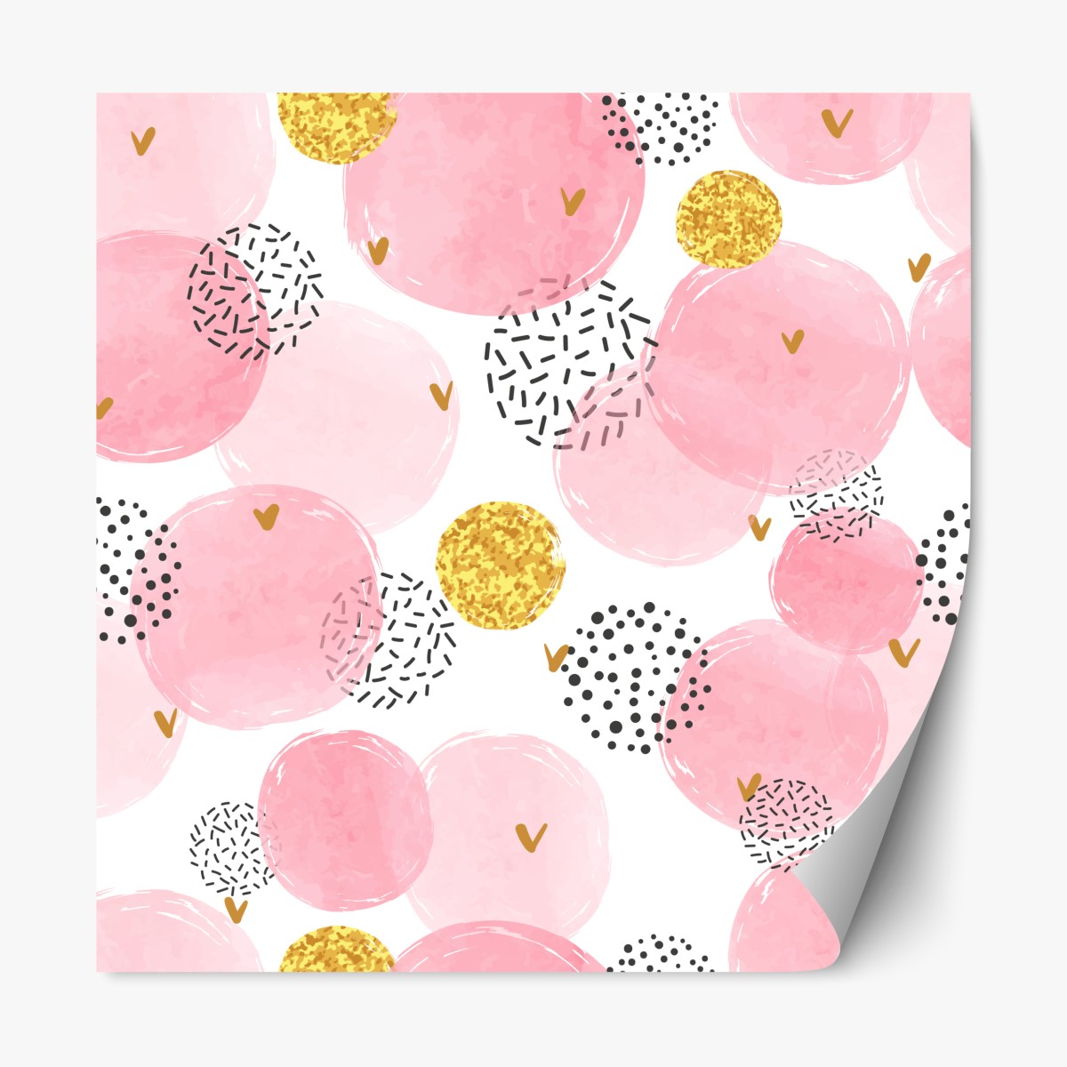 Repositionierbarer Aufkleber rosa aquarellkreise mit goldenen akzenten – Wallnifity®