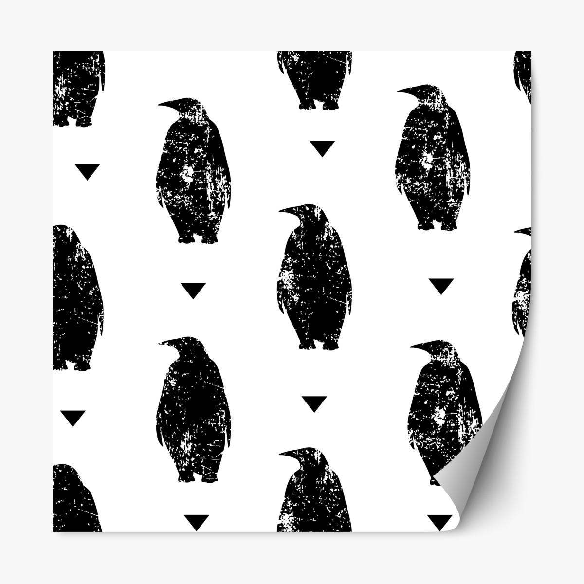 Repositionierbarer Aufkleber schwarzes pinguin-silhouetten-muster – Wallnifity®