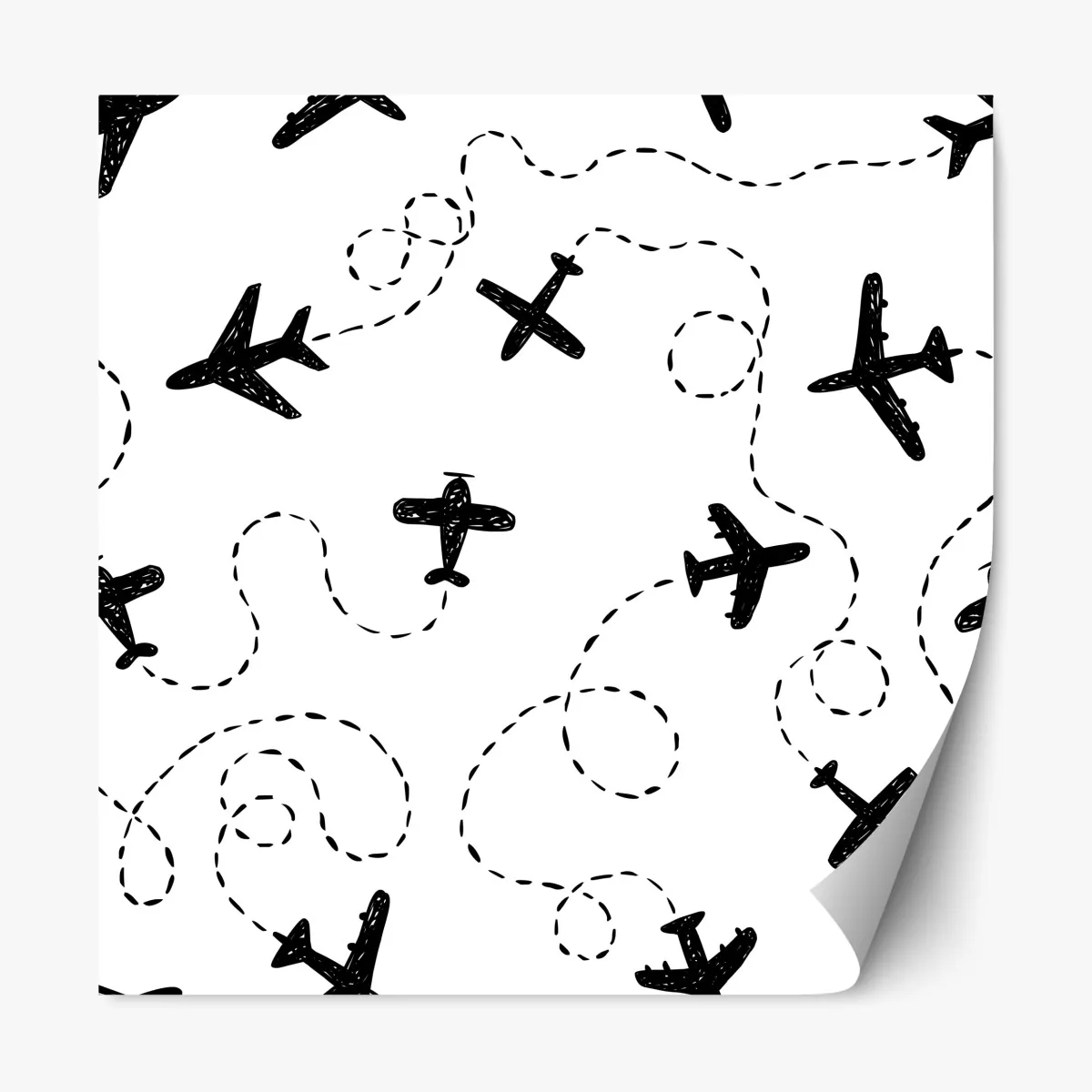 Repositionierbarer Aufkleber handgezeichnetes flugzeugmuster – Wallnifity®