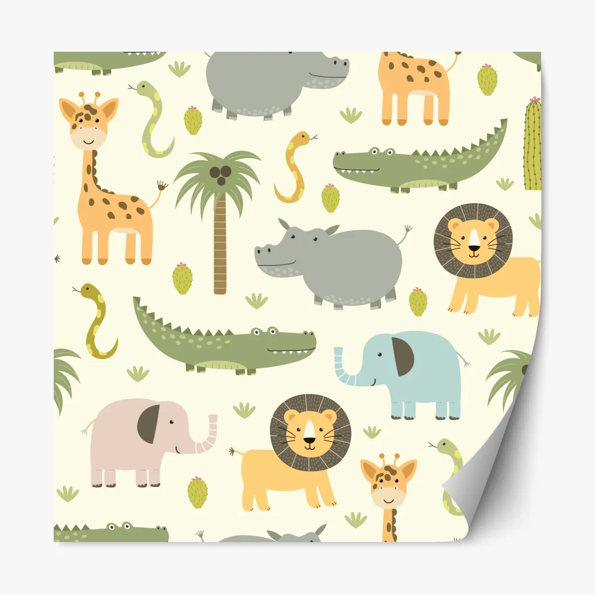 Repositionierbarer Aufkleber pastell safari tiermuster – Wallnifity®