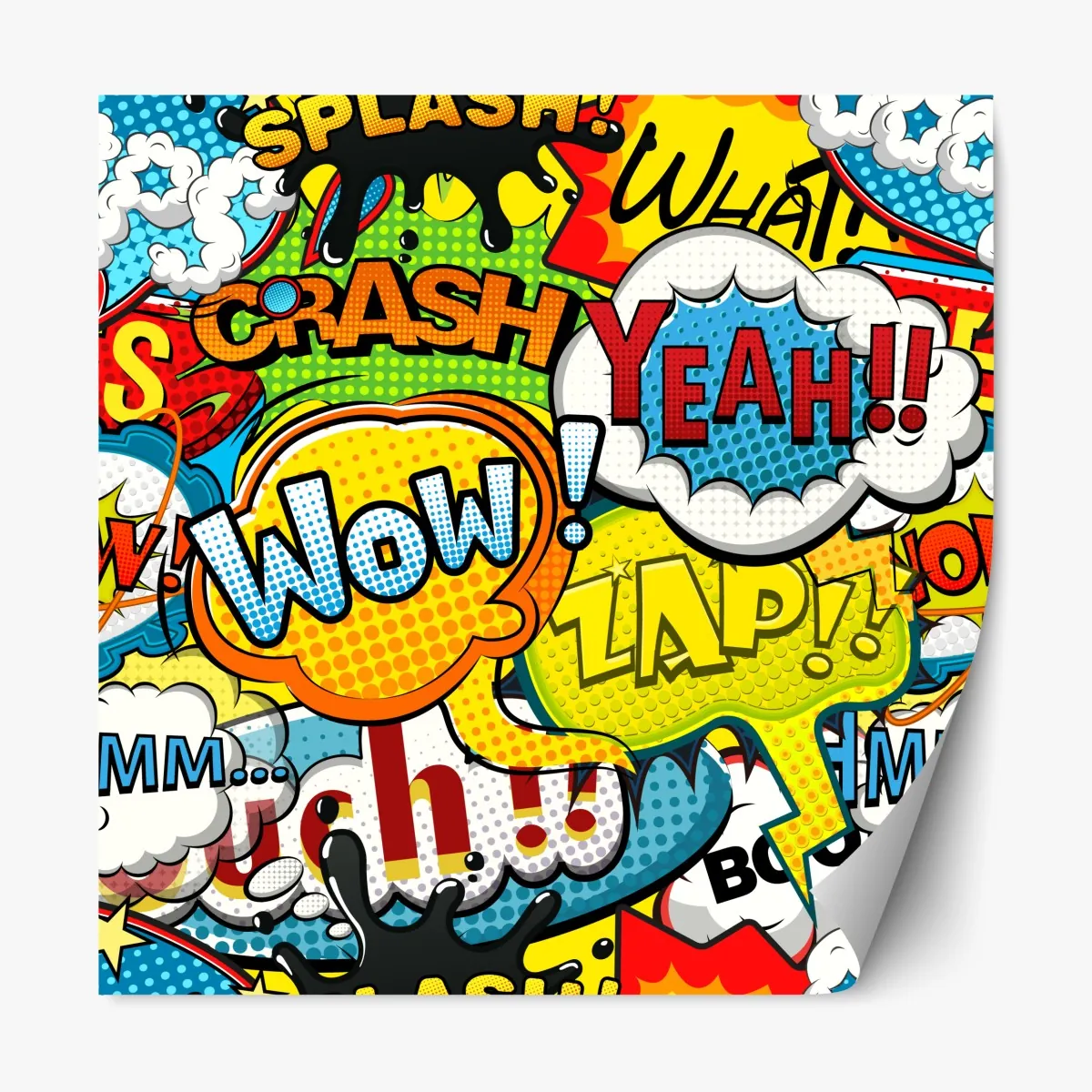 Repositionierbarer Aufkleber bunte comic pop-art-collage – Wallnifity®