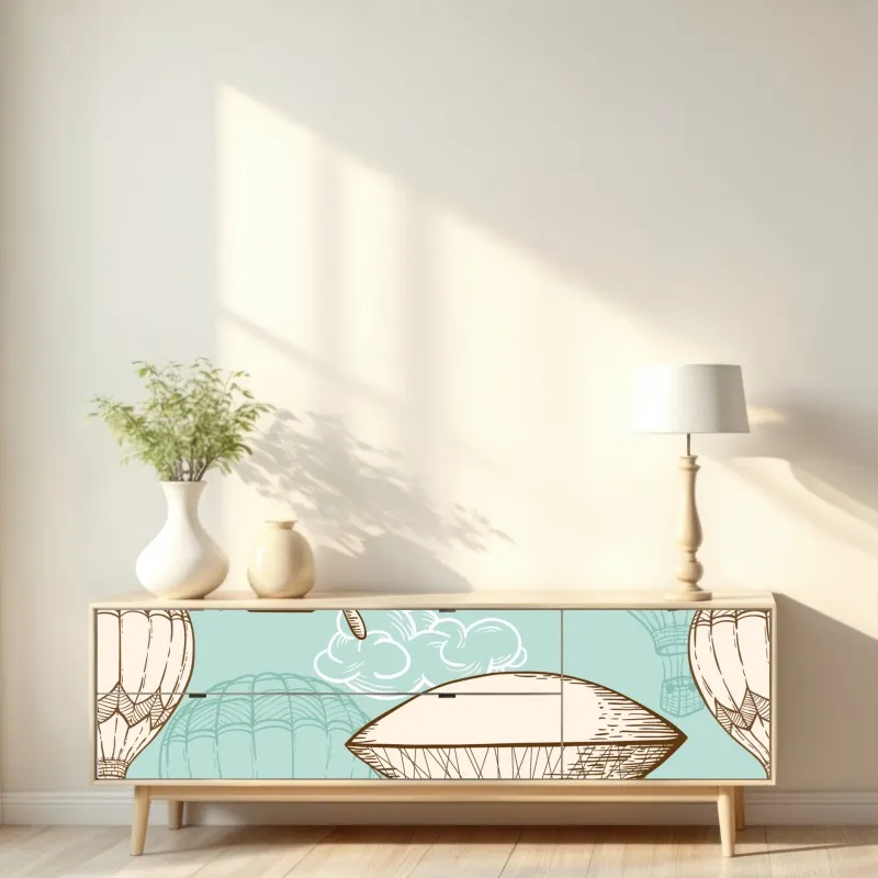 Repositionierbarer Aufkleber sonnige bergwiese bei sonnenaufgang – Wallnifity®