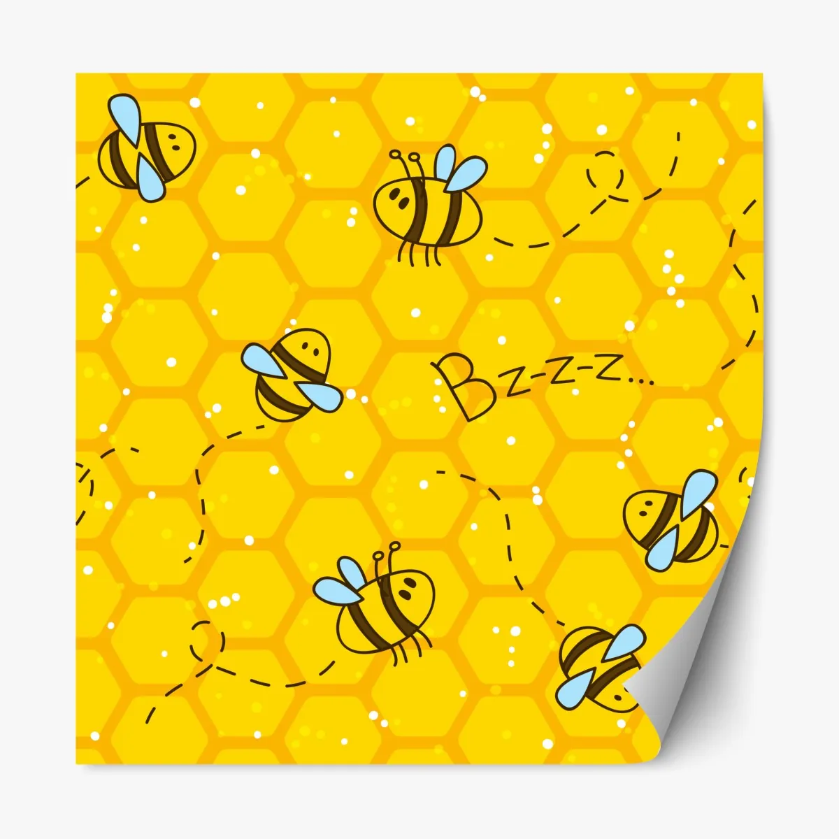 Repositionierbarer Aufkleber niedliches bienen- und wabenmuster – Wallnifity®