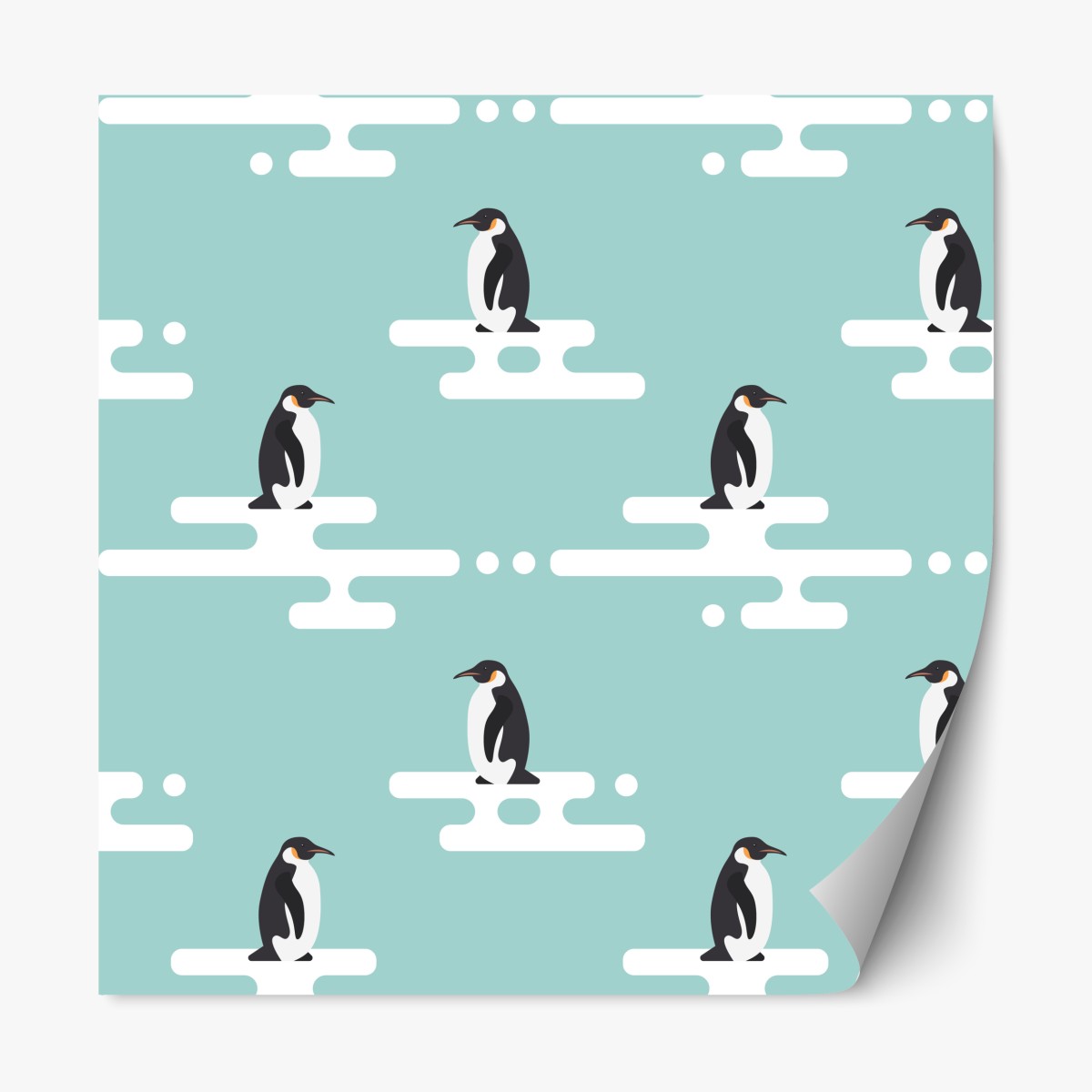 Repositionierbarer Aufkleber süßes pinguinmuster in pastell-türkis – Wallnifity®