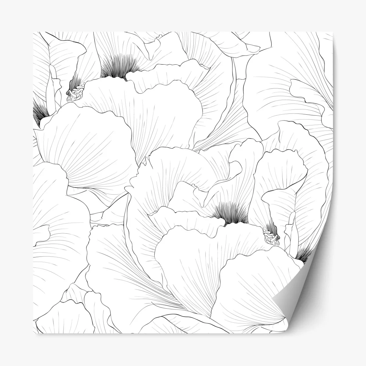 Repositionierbarer Aufkleber feine botanische linienzeichnung mit blumen – Wallnifity®