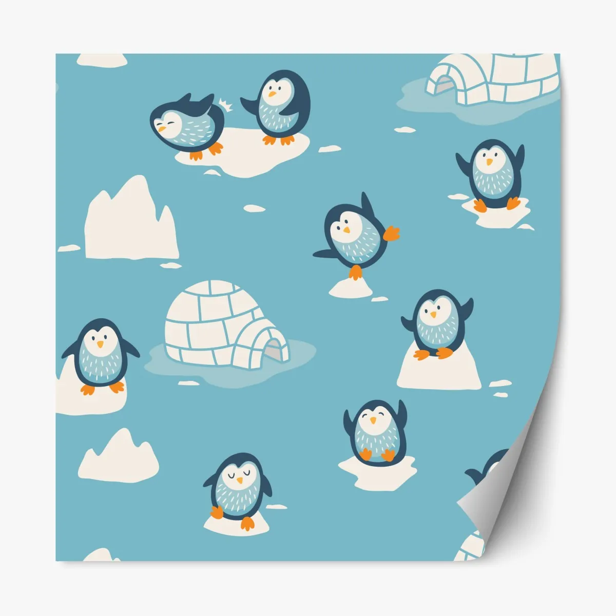 Repositionierbarer Aufkleber verspieltes pinguinmuster für kinderzimmer – Wallnifity®