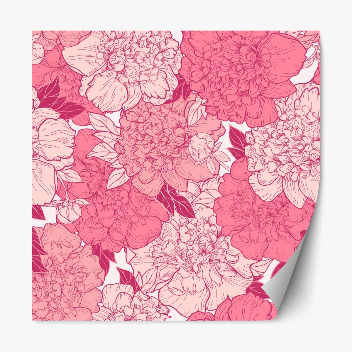 Repositionierbarer Aufkleber rosa pfingstrosenmuster – Wallnifity®
