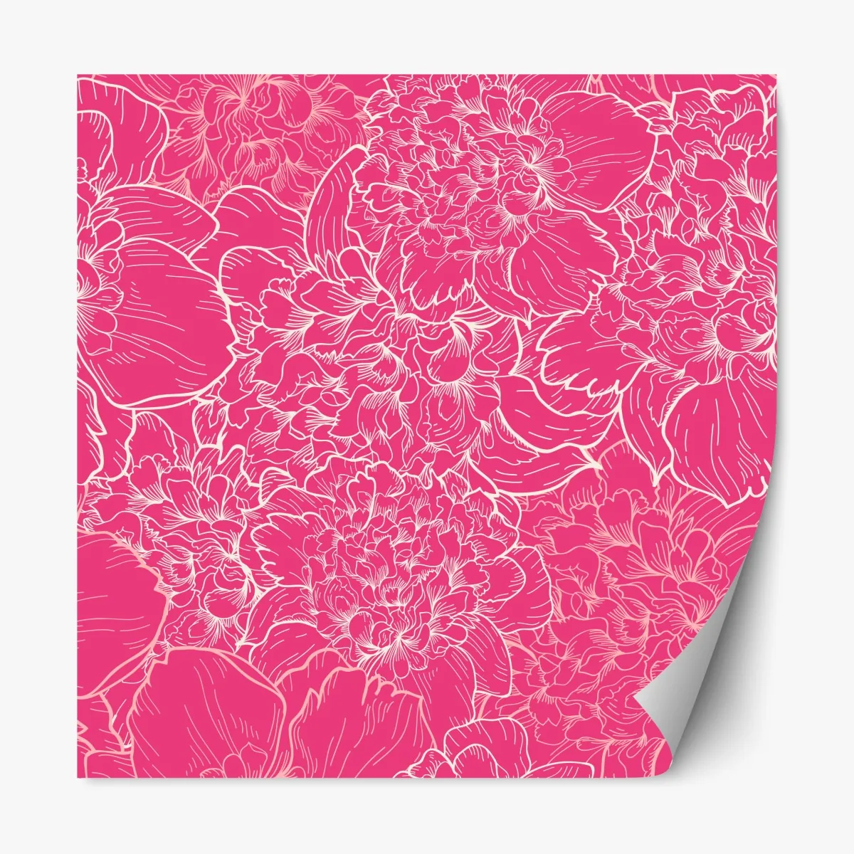 Repositionierbarer Aufkleber leuchtendes rosa pfingstrosenmuster – Wallnifity®