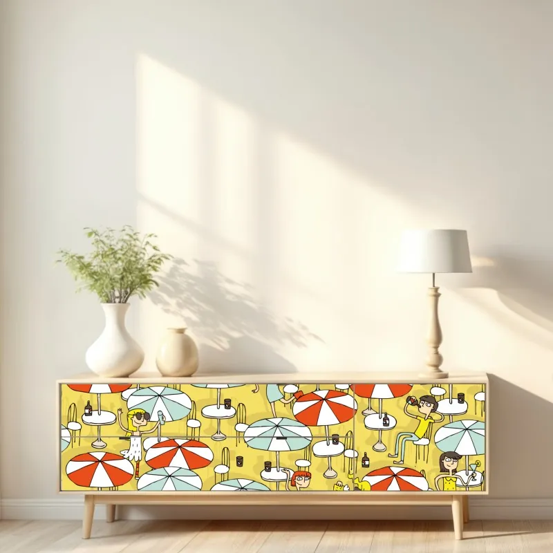 Repositionierbarer Aufkleber minimalistisches geometrisches interieur mit oberlicht – Wallnifity®