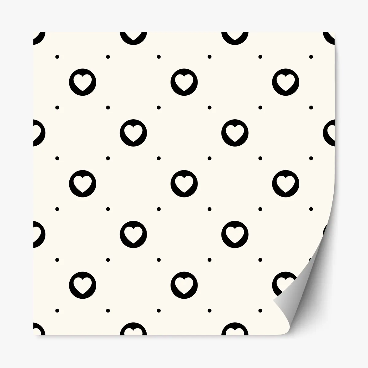 Repositionierbarer Aufkleber minimalistisches muster mit schwarzen herzen – Wallnifity®