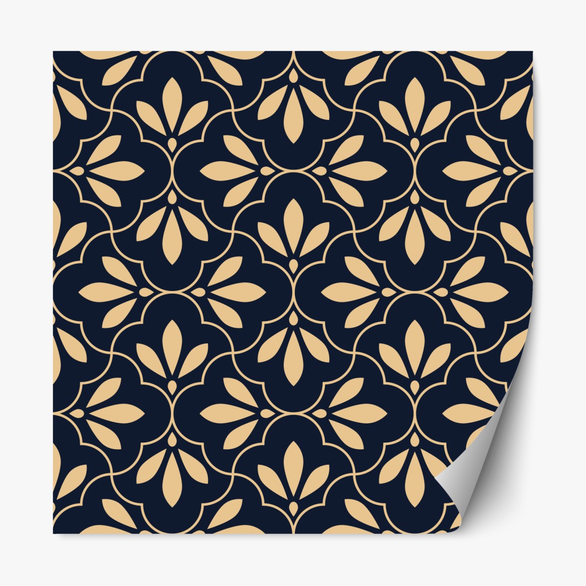 Repositionierbarer Aufkleber marineblau-beige ornament – Wallnifity®