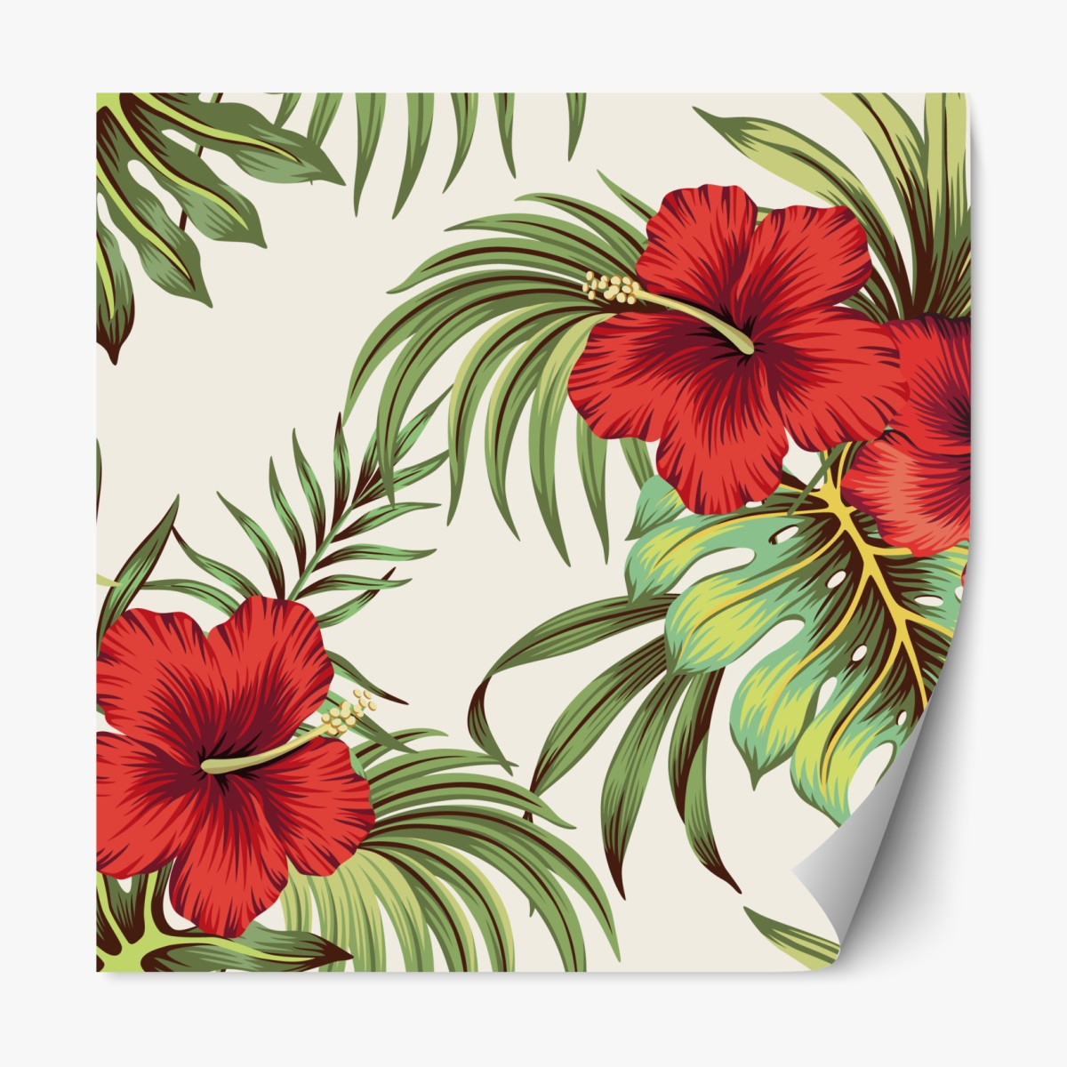 Repositionierbarer Aufkleber tropisches hibiskusmuster – Wallnifity®