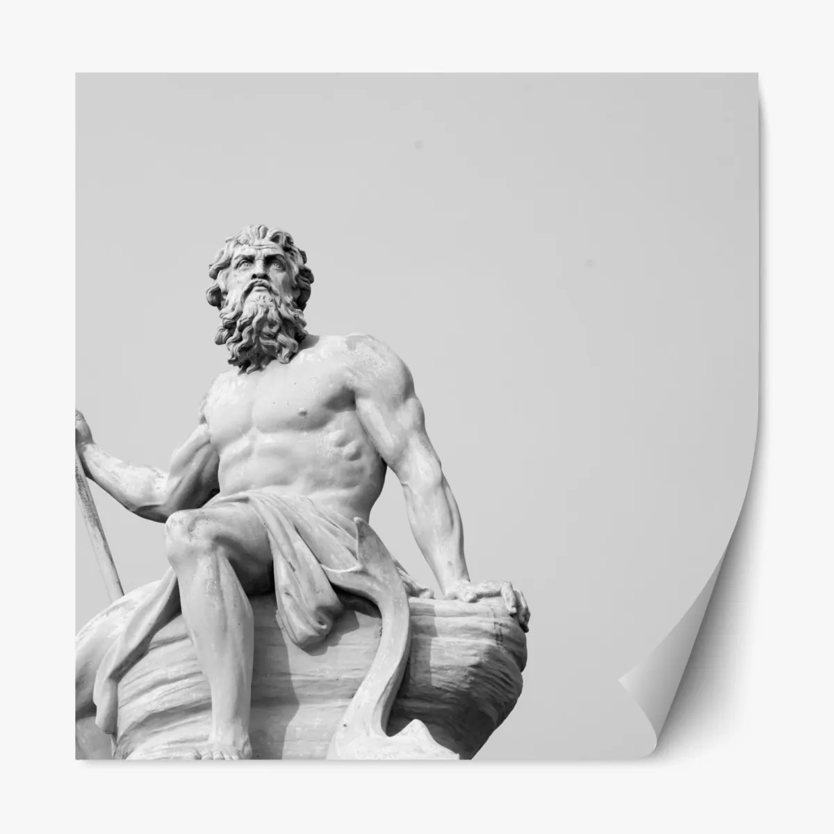 Repositionierbarer Aufkleber Neptun klassisches standbild in monochrom – Wallnifity®