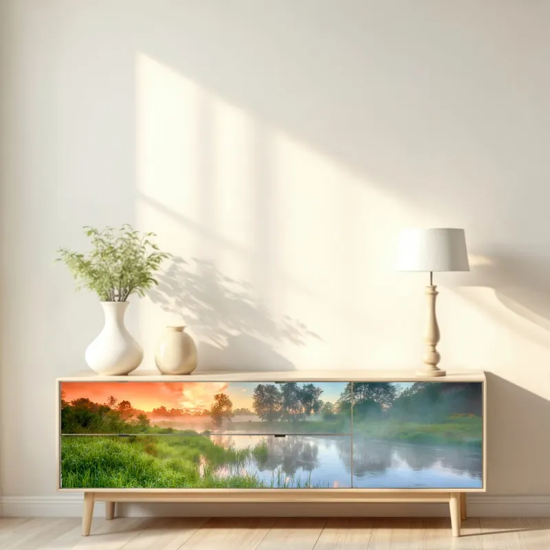 Repositionierbarer Aufkleber goldenes blattmuster nahtloses design – Wallnifity®