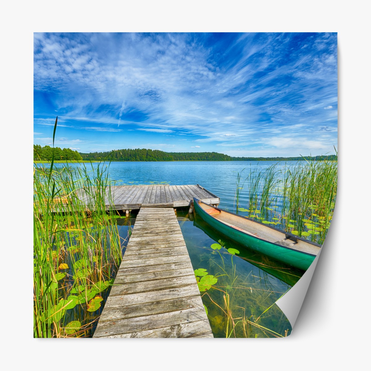 Repositionierbarer Aufkleber ruhiger sommersee in Masuren – Wallnifity®