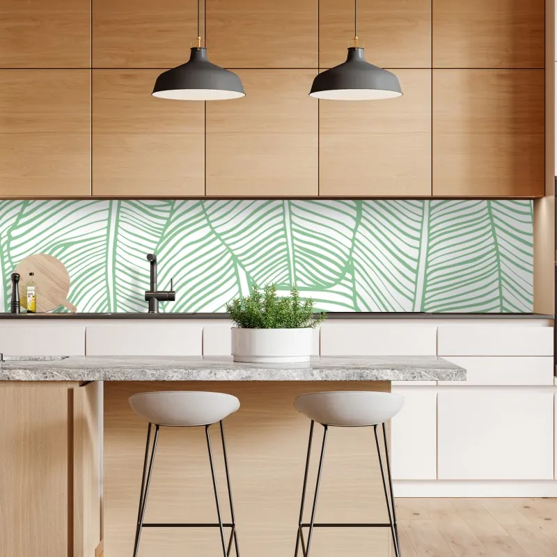 Repositionierbarer Aufkleber sonnige gasse auf der insel mit leuchtender buganvillea – Wallnifity®